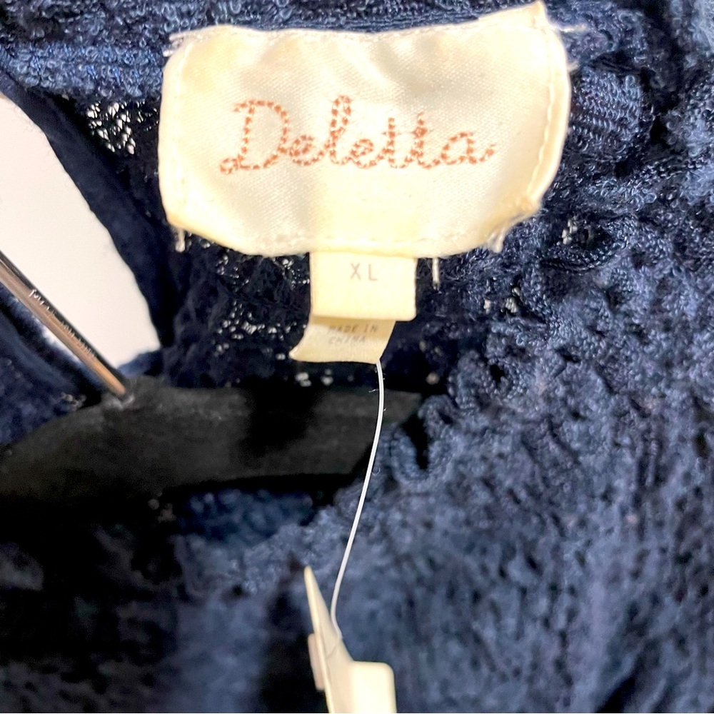 Anthropologie Deletta Amanna Navy Blue Lace Top Blouse - Picture 5 of 9